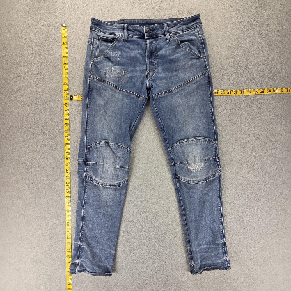 G-Star RAW Jeans Mens 31x32 Blue 5620 3D Slim Tapered Button‎ Fly Double Knee